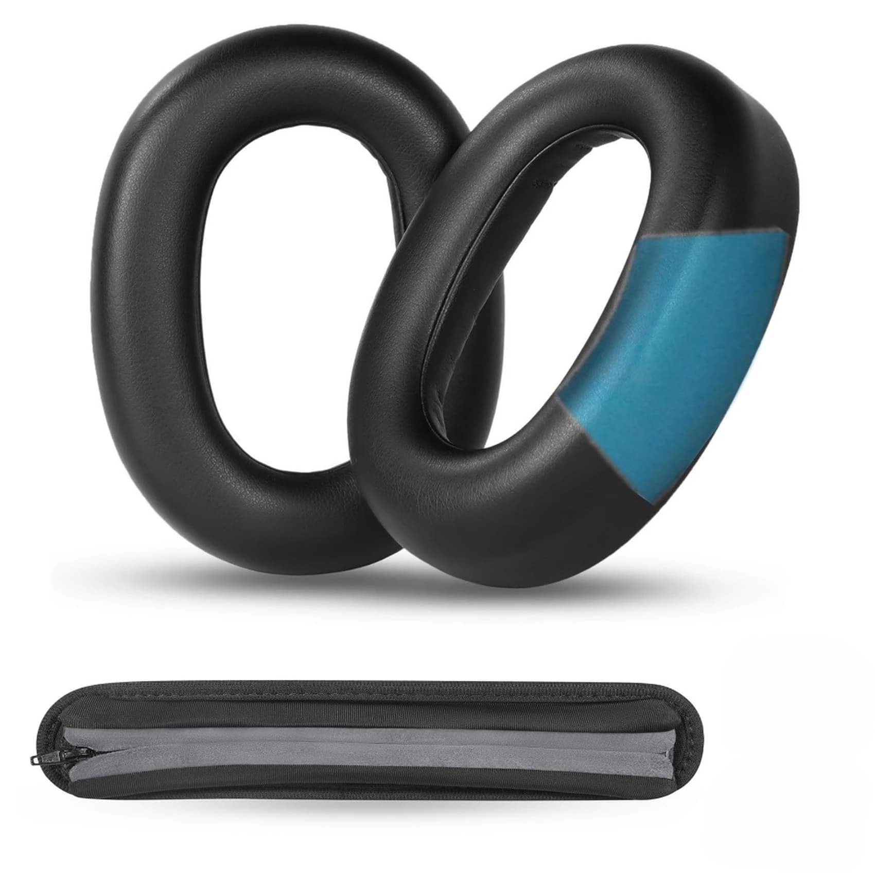 Cuscinetti di ricambio + fascia per capelli compatibili con Jabra Evolve2 85 Cuscinetti auricolari wireless Cuscino (pelle proteica/schiuma di memoria)