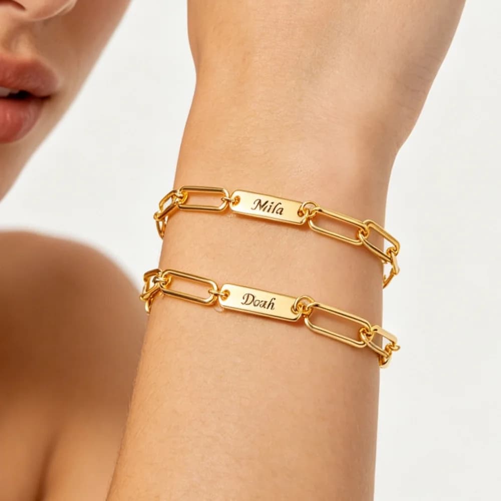Women Stainless Steel Bracelet 1-4 Name Custom Bracelet Personalized Paperclip Chain Bracelet DIY Bracelets Women Jewelry Gifts