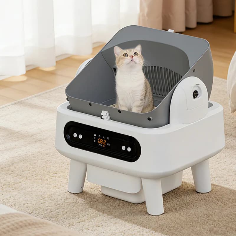Lettiera Automatica Intelligente per Gatti, Toilette Elettrica Autopulente con Design Anti-Schizzi, Facile da Pulire e di Grandi Dimensioni
