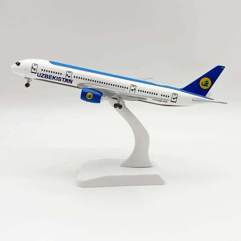 Aerei Modello 20 CENTIMETRI Uzbekistan Airways B787 Aerei In Lega di Simulazione Passeggeri Replica Modello In Metallo Per Bambini giocattoli educativi