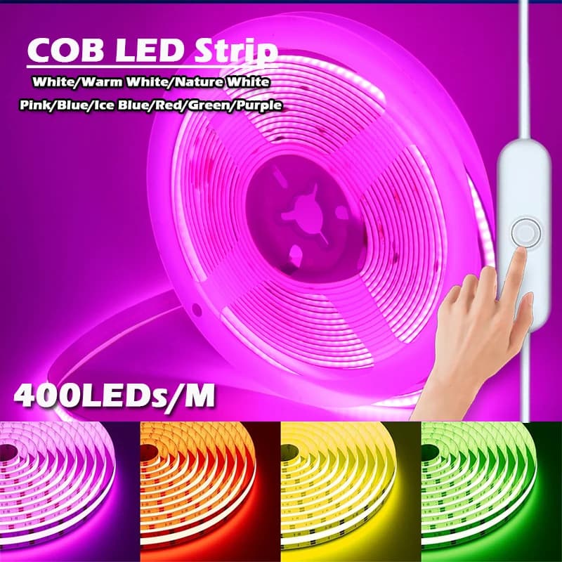 Strisce LED COB da 5 V Luci LED COB USB da 8 mm Strisce LED flessibili, Luce per armadietto con illuminazione a nastro LED per l'arredamento della stanza di casa