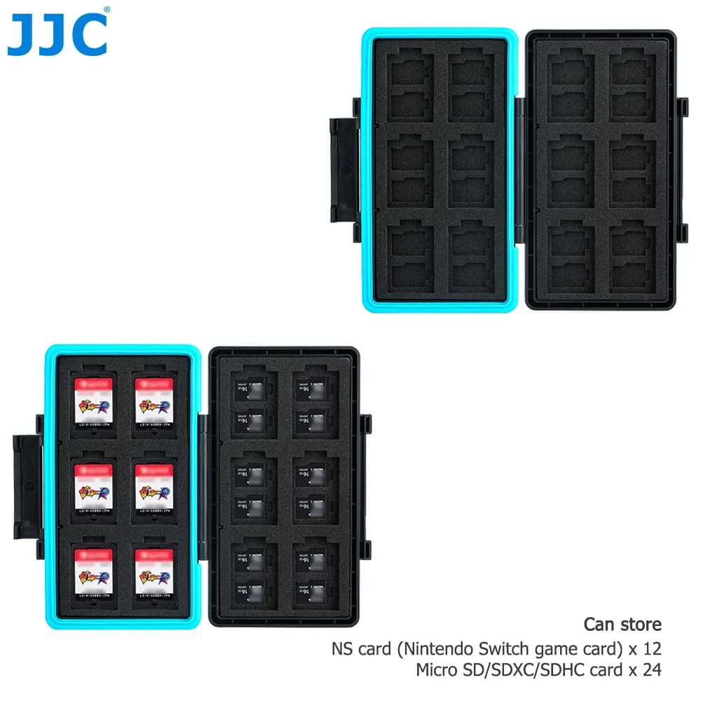Custodia per scheda di memoria JJC 36 slot Portafoglio per scheda di memoria per 24 schede Micro SD SDXC SDHC e 12 schede NS Custodia per carte da gioco Nintendo Switch