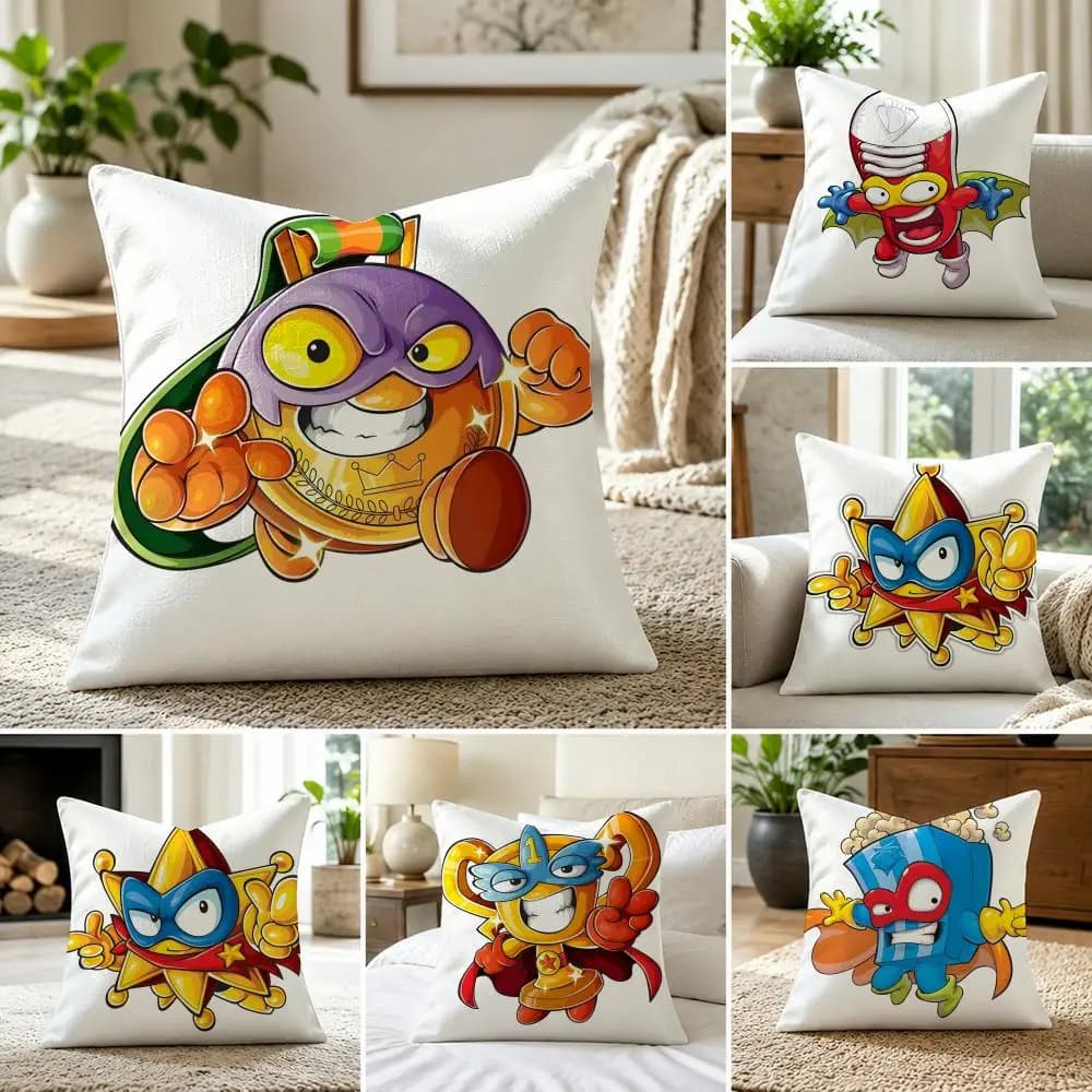 Character Super Zings Cushion Cover Linen, washable soft. Perfect for sofas, beds home decor.