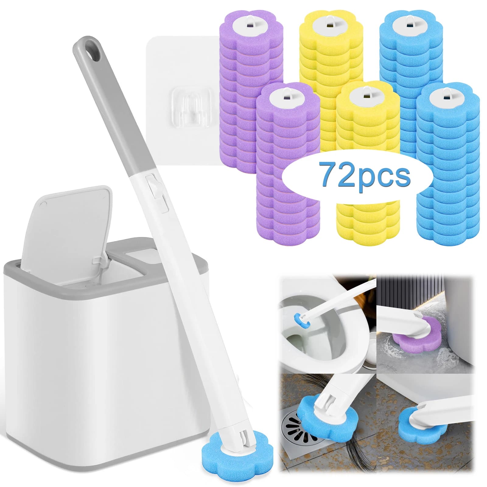 Set WC brush with stand and spare parts, Cleaning kit for bath, WC accessories
