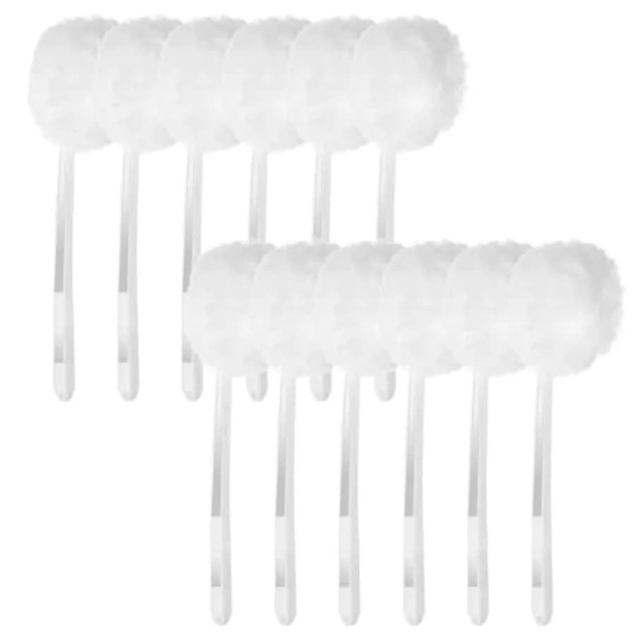 Confezione da 12 Spazzole Morbide per WC, Spugne in Cotone Bianche Riutilizzabili da 11 Pollici con Manico Lungo in Plastica, Pulitori e Spazzole per la Pulizia del WC