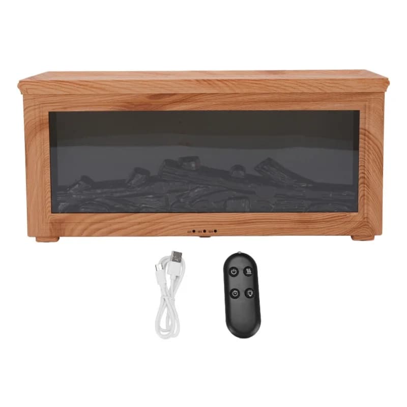 180ml Water Tank Wood Grain Fireplace Aromatherapy Diffuser Simulation Flame Humidifier Essential Oil Diffuser For Home