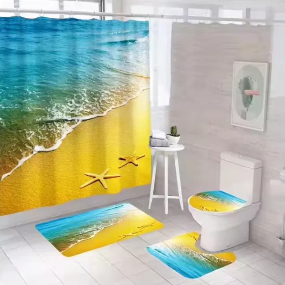 Bathroom Mat Set Shower Curtain and Mat Luxury Customized Shower Curtain Set Bathroom Curtains With Landscapes
