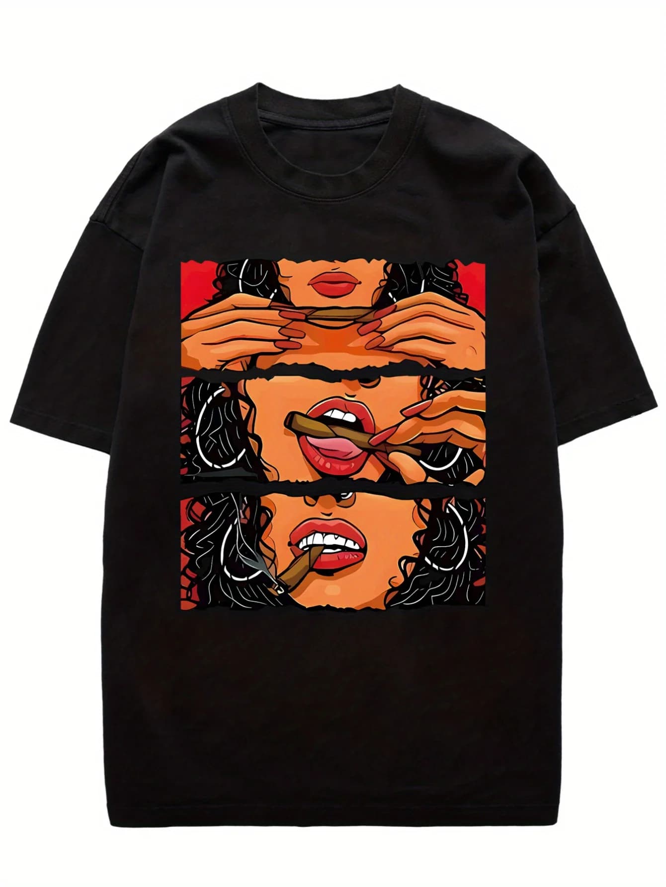 T-shirt da uomo Universe Crossing con cultura pop Cartoon Donna Labbra rosse Stampa Street Style Girocollo T-shirt casual estiva