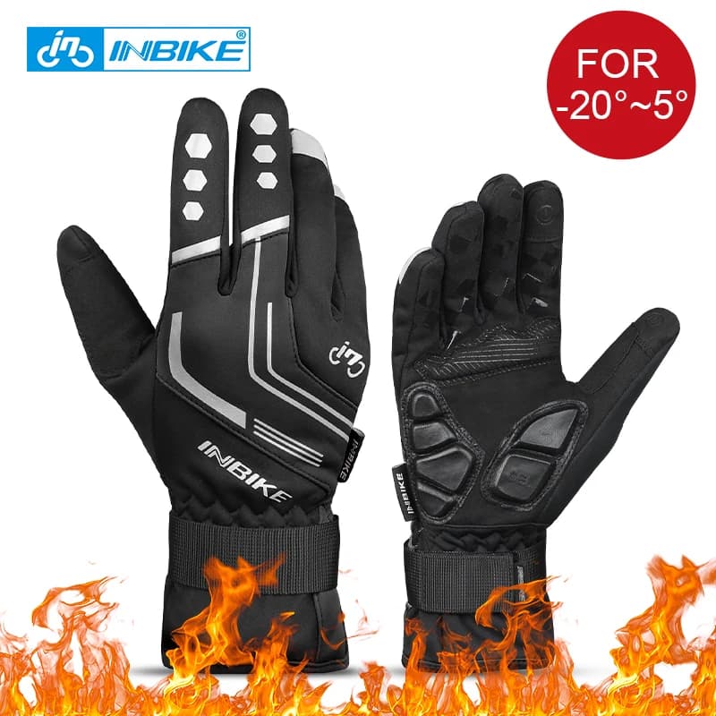 INBIKE Winter Cycling Gloves Ice-padded thermal bike gloves with full fingers Touch Screen Women's Windproof Gloves GW969REU