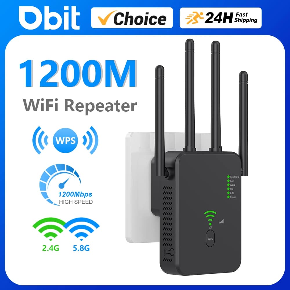 Ripetitore WiFi DBIT 1200Mbps Dual Band 2.4G e 5GHz WiFi Extender Amplificatore WIFI wireless a lungo raggio Adattatore AC1200 Amplificatore di segnale