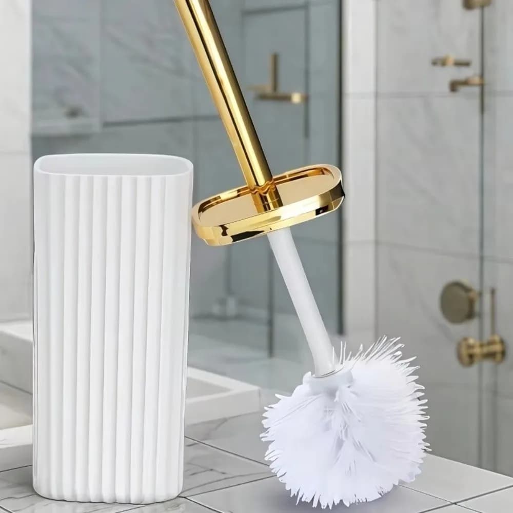 Professional Toilet Brush Set 360° Rotating Corrosion Resistant Corner Gap Brush with Adjustable Height Handle Compact Stand