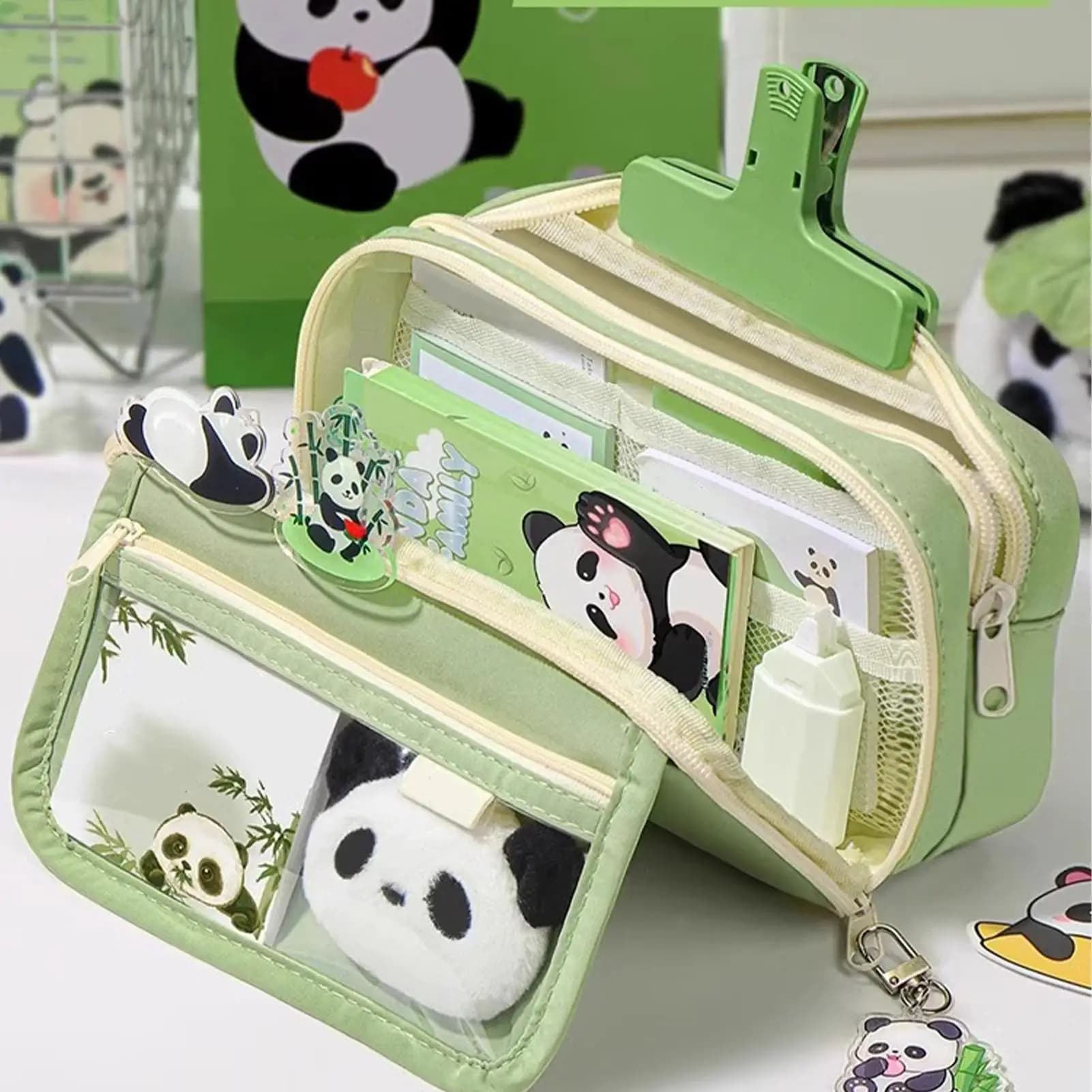 Astuccio Estetico a Forma di Panda, Grande Capacità, Portamatite Carino con Cerniera, Astuccio per Cancelleria a Tema Animale