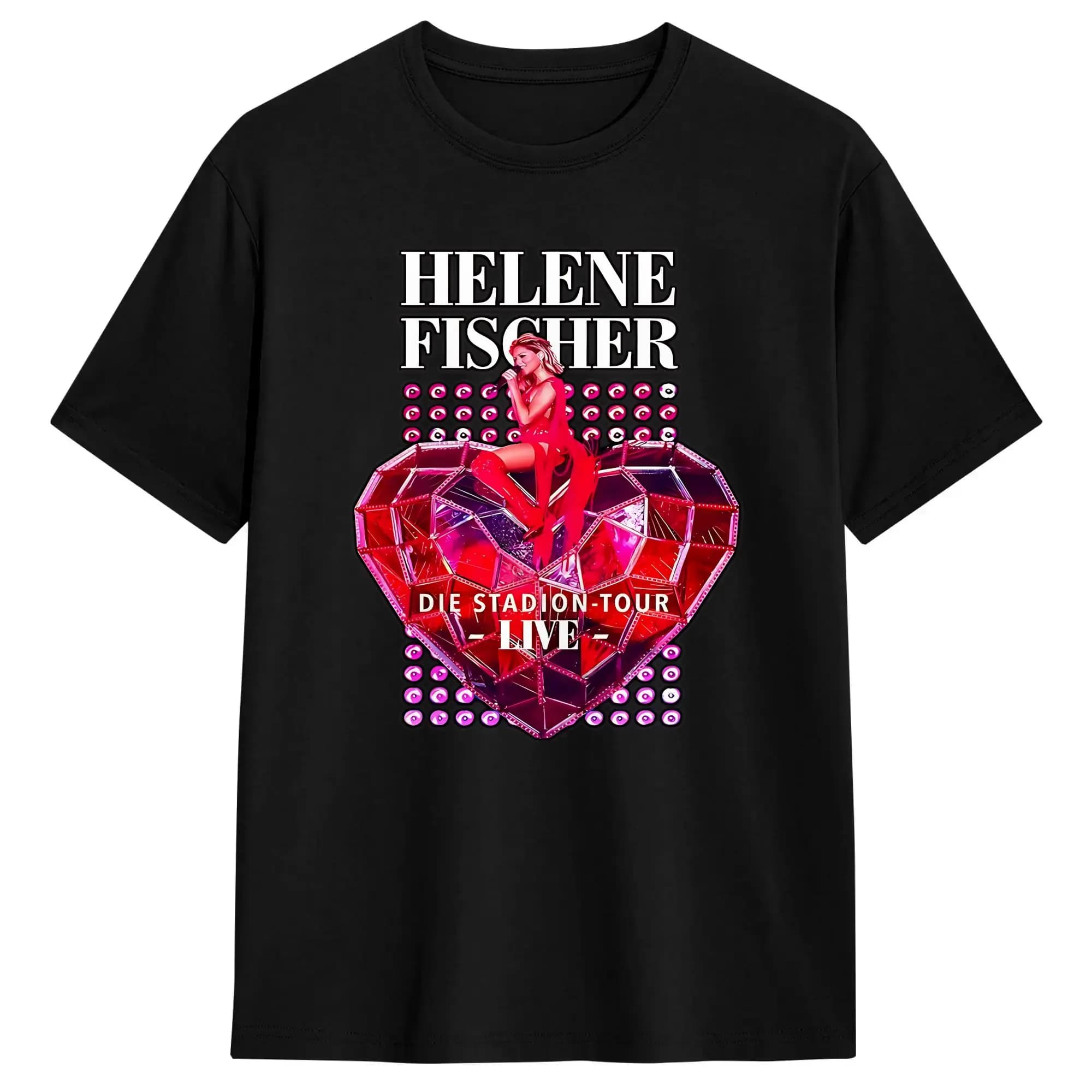 Helene Fischer 360 ° Magliette da uomo per concerti, in cotone, con stampa originale, girocollo, a maniche corte