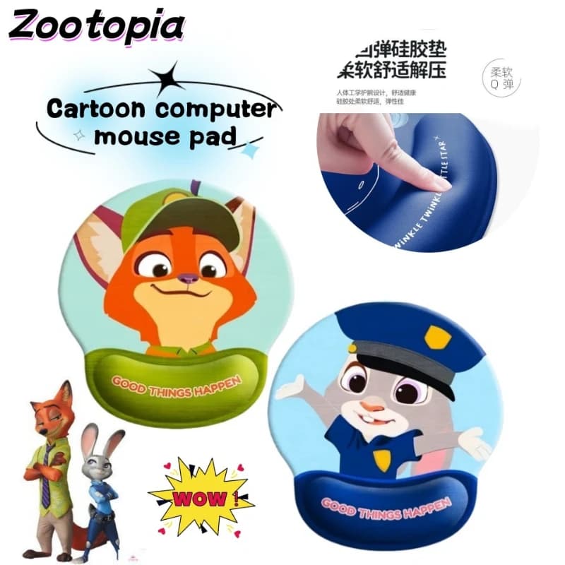 Zootopia poggiapolsi tappetino per mouse Judy Hopps simpatico cartone animato 3D silicone confortevole antiscivolo morbido tappetino da scrivania accessorio regalo di festa