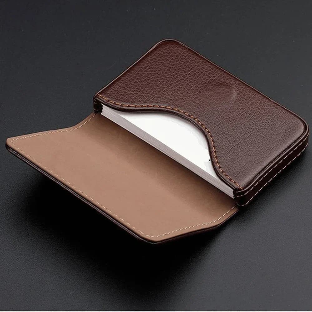 Porta carte di credito in pelle PU cucita di dimensioni Porta biglietti da visita Portafoglio con chiusura magnetica per uomo e donna