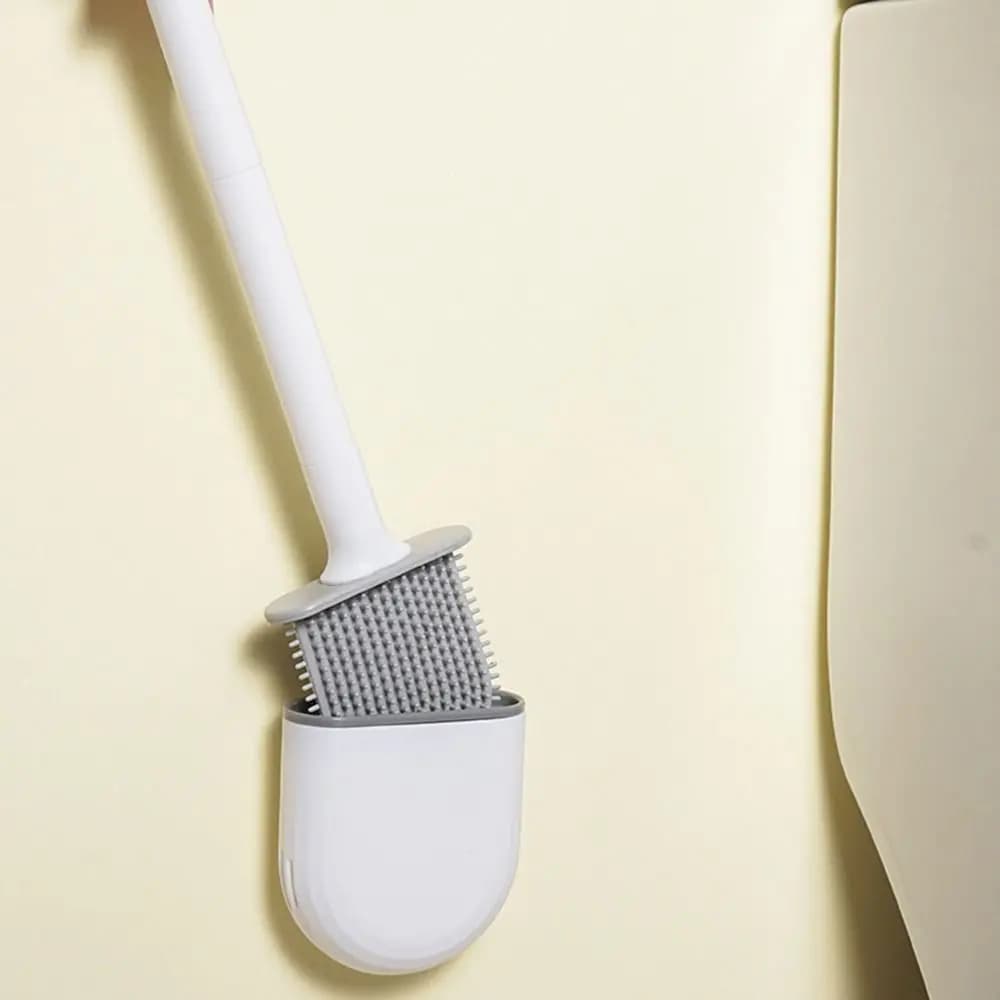 Set di spazzole per WC montate a parete Manico lungo Spazzola per pulizia in silicone a prova di perdite d'acqua Durevole Asciugatura rapida