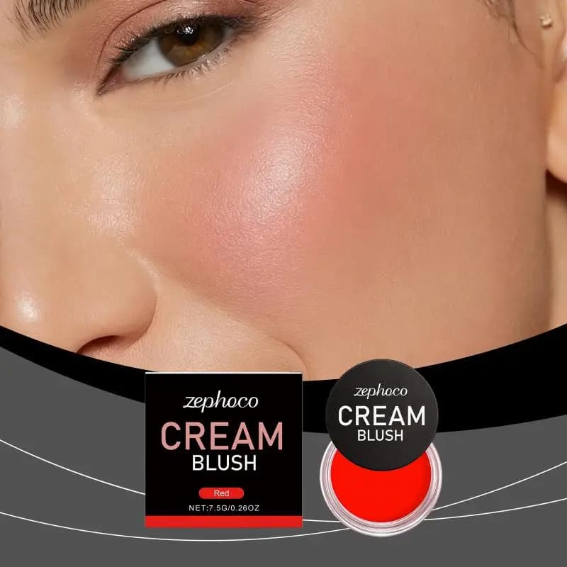 Blush in Crema Rossa Idratante, Levigante, Naturale, in Polvere, Nutriente, Impermeabile, ad Alta Pigmentazione, per il Trucco del Viso e delle Guance