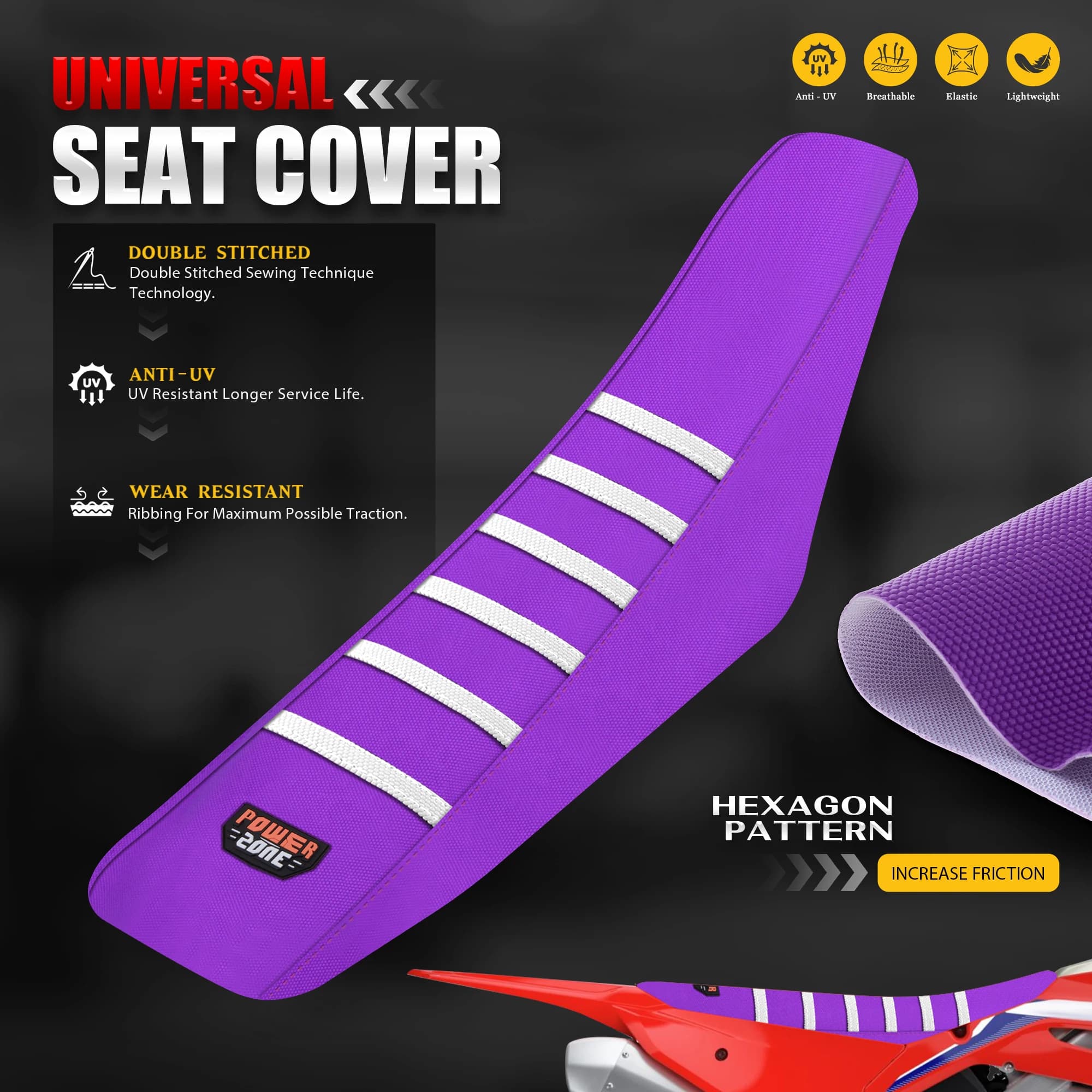 SpaCE Universal seat cover with white sticks for KTM Honda Yamaha Suzuki Kawasaki EXC SX YZF WRF CR KX KXF Motorcycle Accessories