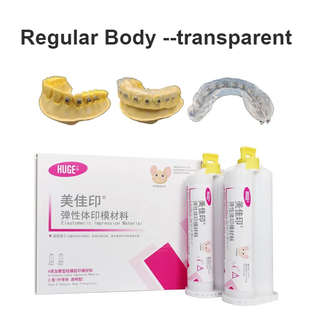 Transparent Dental Impronta Material Silicone Rubber Transparent Regular Body 2x50ml Huge Perfit VPS Dentist Elastomeric