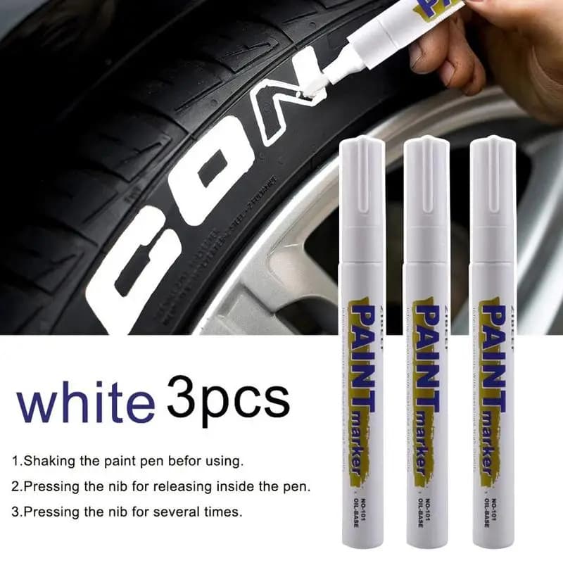 3 piece white paint pen set, oil-based paint pen set for waterproof car tyres, fast and permanent drying
