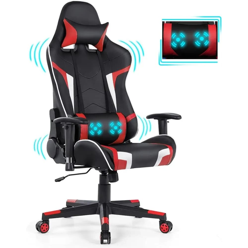 Sedia da gaming, sedie da gioco per massaggi per adulti con poggiatesta, supporto lombare e braccioli, sedia da gioco reclinabile