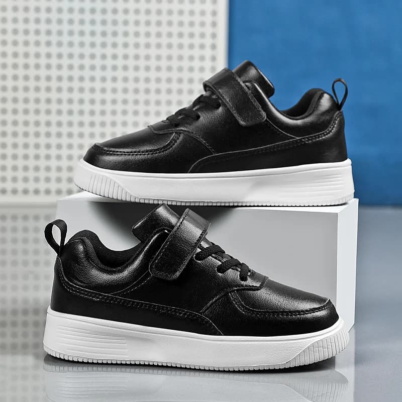 Scarpe per bambini scarpe da ginnastica per ragazzi scarpe da ginnastica per bambini Casual giornaliere in pelle bianca nera da 6 a 12 anni scarpe da Tennis da corsa sportive per ragazzo