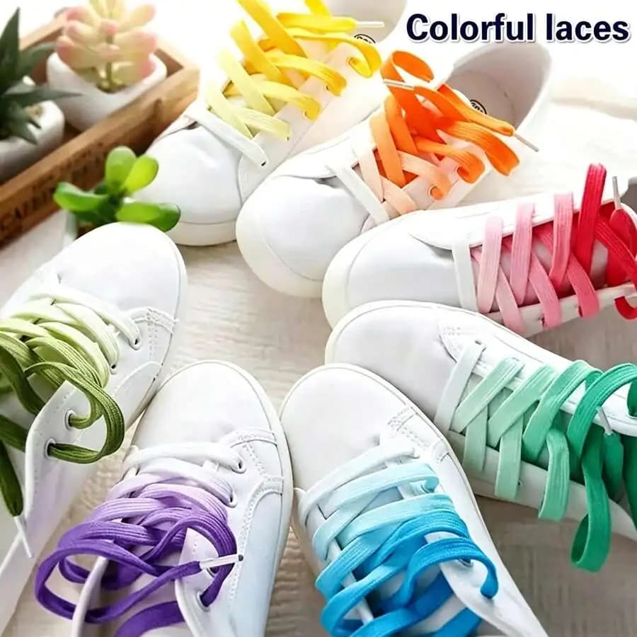 Colorful gradient flat shoelaces for sneakers boots and casual shoes — durable fashionable multi-season accessory