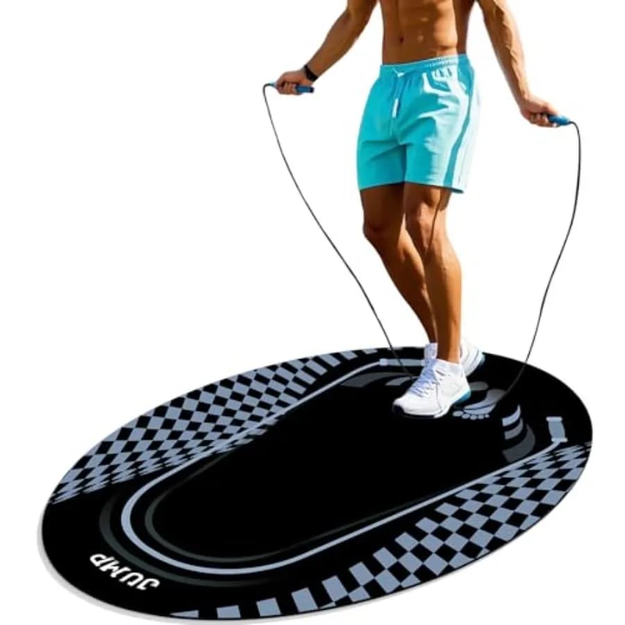 Oval plug for jumping with rope, indoor and outdoor, 52'' x 36'', anti-slip, for fitness and exercises, 5 mm thick, extra design with shock absorption, for home and gym