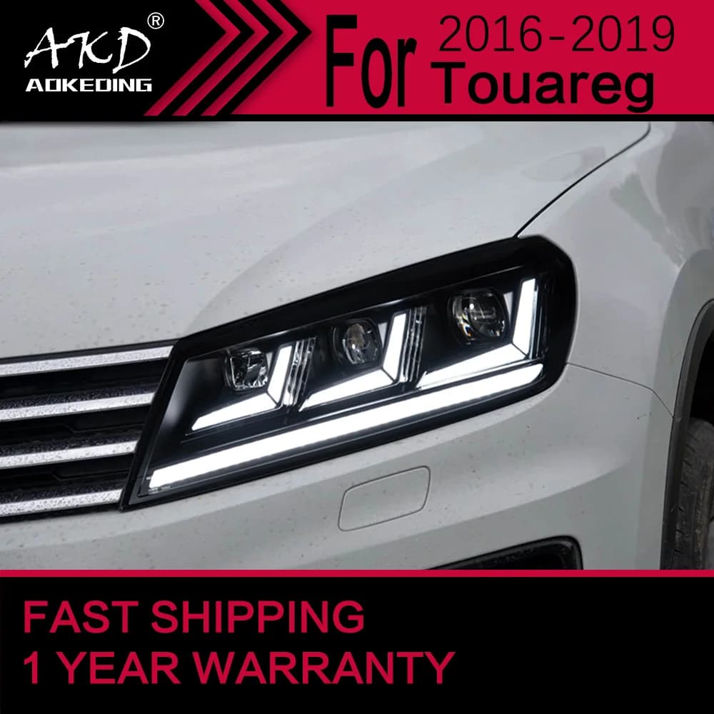 AKD Luci Auto per VW Touareg Faro A LED 2016-2019 Touareg Testa Della Lampada Drl Lente Del Proiettore Automotive