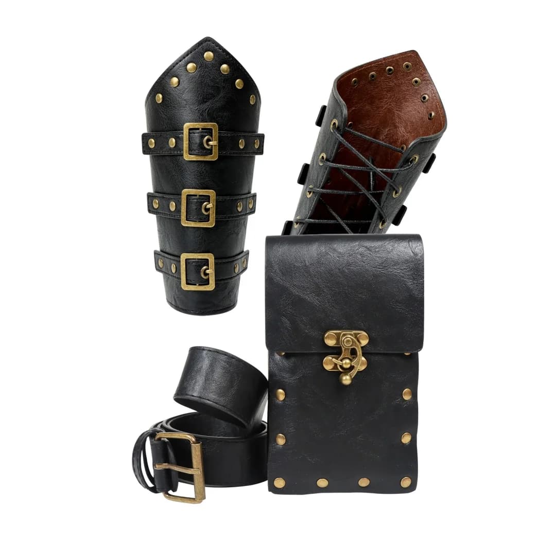 UYEE Accessori rinascimentali Uomo Donna Custodia da cintura medievale vichinga Bracciali in pelle Costume vichingo Accessori da uomo per Halloween