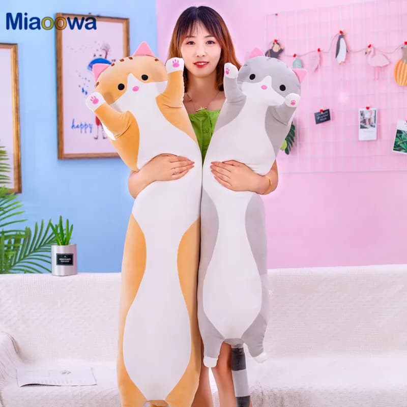50/70 cm carino morbido lungo gatto giocattoli di peluche farcito pausa ufficio pisolino cuscino letto sonno decorazioni per la casa bambola regalo per bambini ragazza