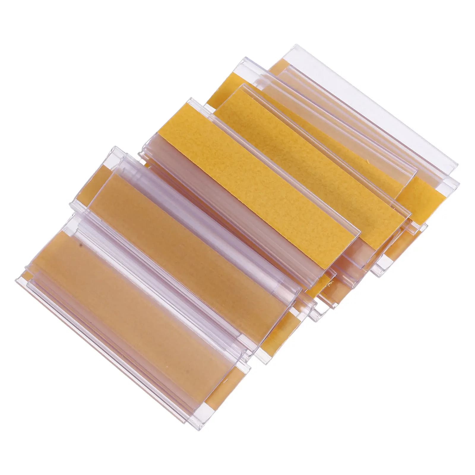 20 Pezzi Portaetichette Adesivi Trasparenti in PVC, Organizzatori per Etichette Autoadesive per Scaffali, Espositori Prezzi, Ufficio, Biblioteca
