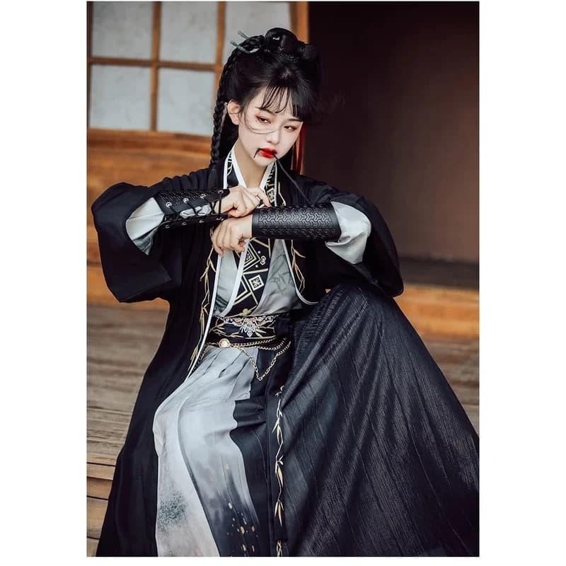 NewMucha Hanfu Cos, Song , Jiaozi, Qi Waist, Guofeng, Ink Wash, Men And Women's Same Style, Cool Sasa, Everyday2025c;5,v'8.d;