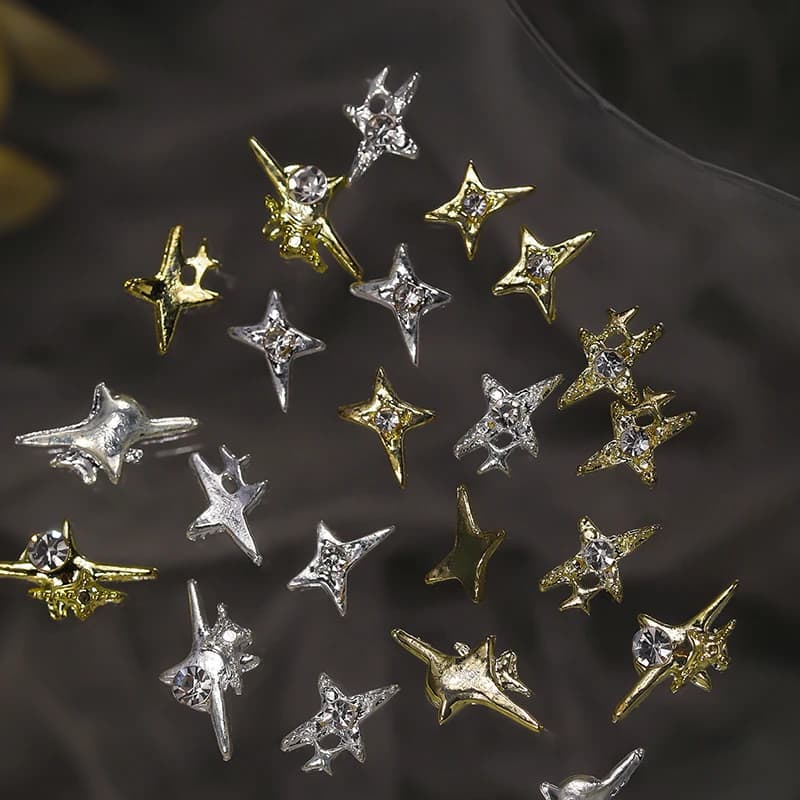 10 pezzi 3D lega stella ciondoli per unghie glitter strass decorazioni per unghie artistiche asterismo accessori per unghie parti per unghie per nail art fai da te