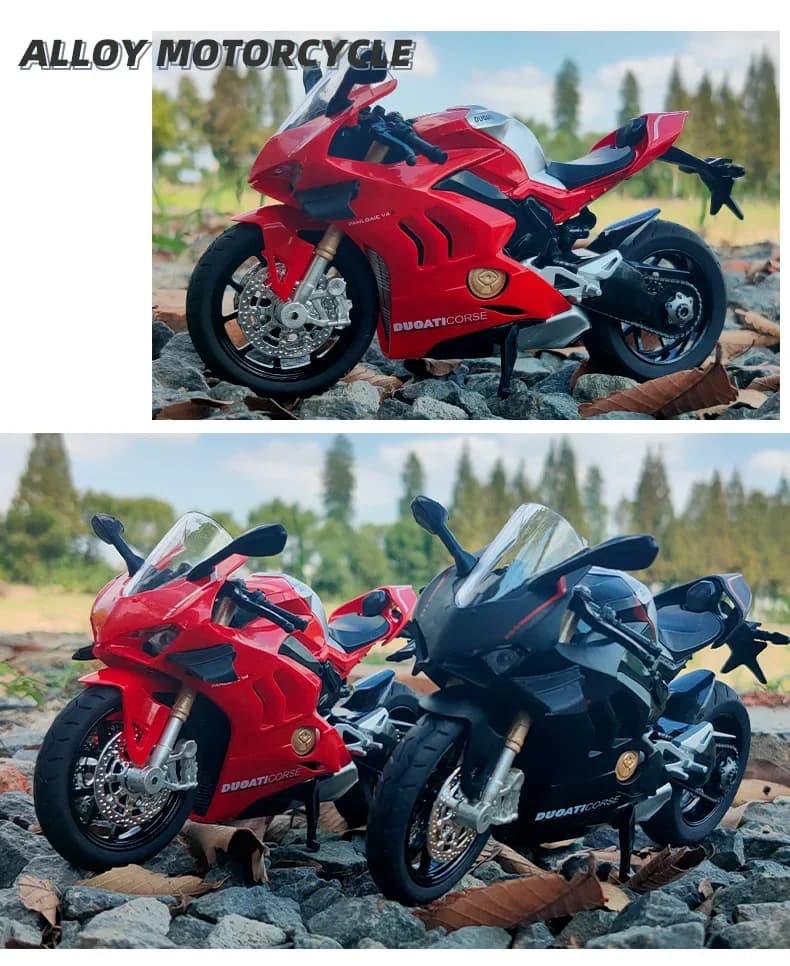 1:12 V4S Panigale Diecast Motorcycle Model Toy Replica With Sound Light birthday christmas gift Collection bike