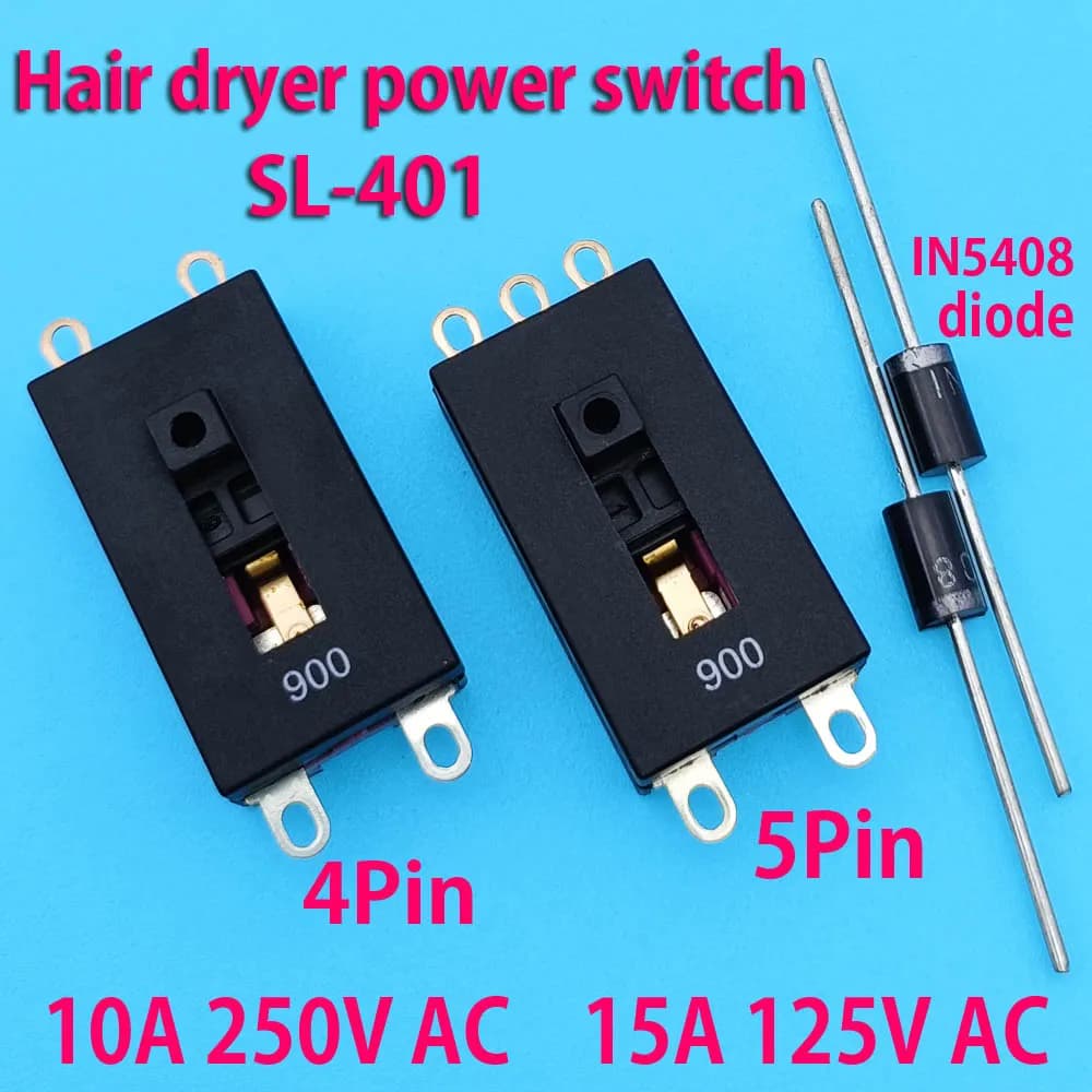 4-pin SL-401 5-pin hair dryer switch 3-speed hair dryer switch Connector Accessories for hair dryer maintenance 10A 250 V AC