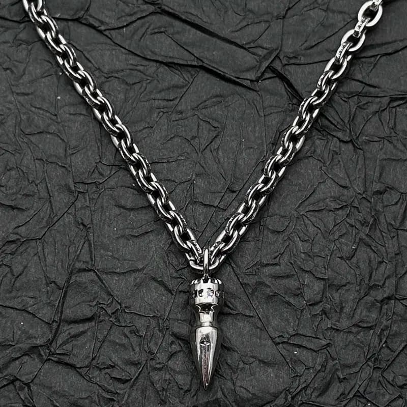 Collana con Ciondolo a Proiettile in Argento S925, Nuova Collezione 2026, Accessorio di Moda di Alta Gamma per Uomo e Donna