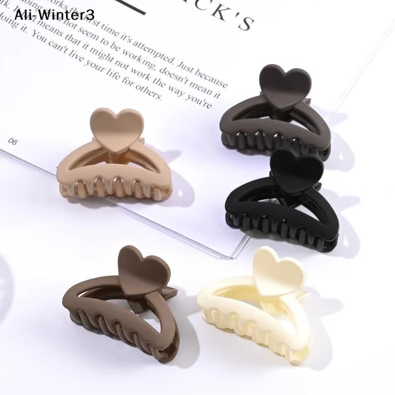 【Y】1/3pcs Heart Hair Claw Clip, Minimalist Geometric Top Barrettes, Versatile Daily Hair Accessories For Women Half Up Hair