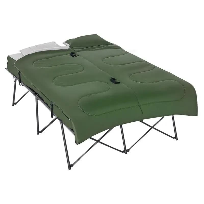 Lettino da campeggio pieghevole per 2 persone, set letto portatile da esterno con sacco a pelo, materasso gonfiabile, cuscini confortevoli e borsa per il trasporto, morbido e confortevole per viaggi all'aperto, campeggio, spiaggia, vacanze
