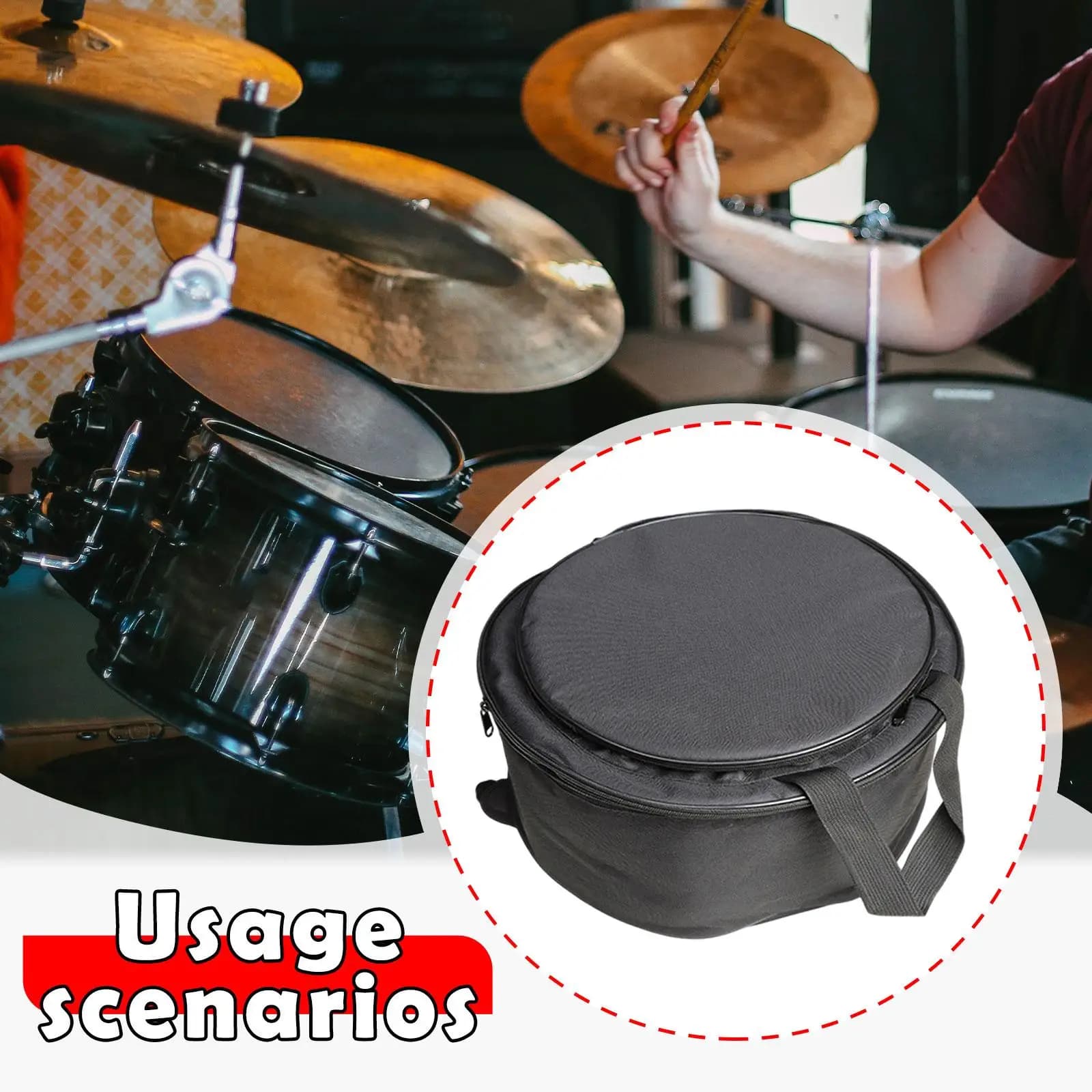 Borsa portaoggetti per grancassa Maniglia per il trasporto Strumento a percussione Panno Oxford Protezione da viaggio morbida imbottita Custodia per batteria professionale
