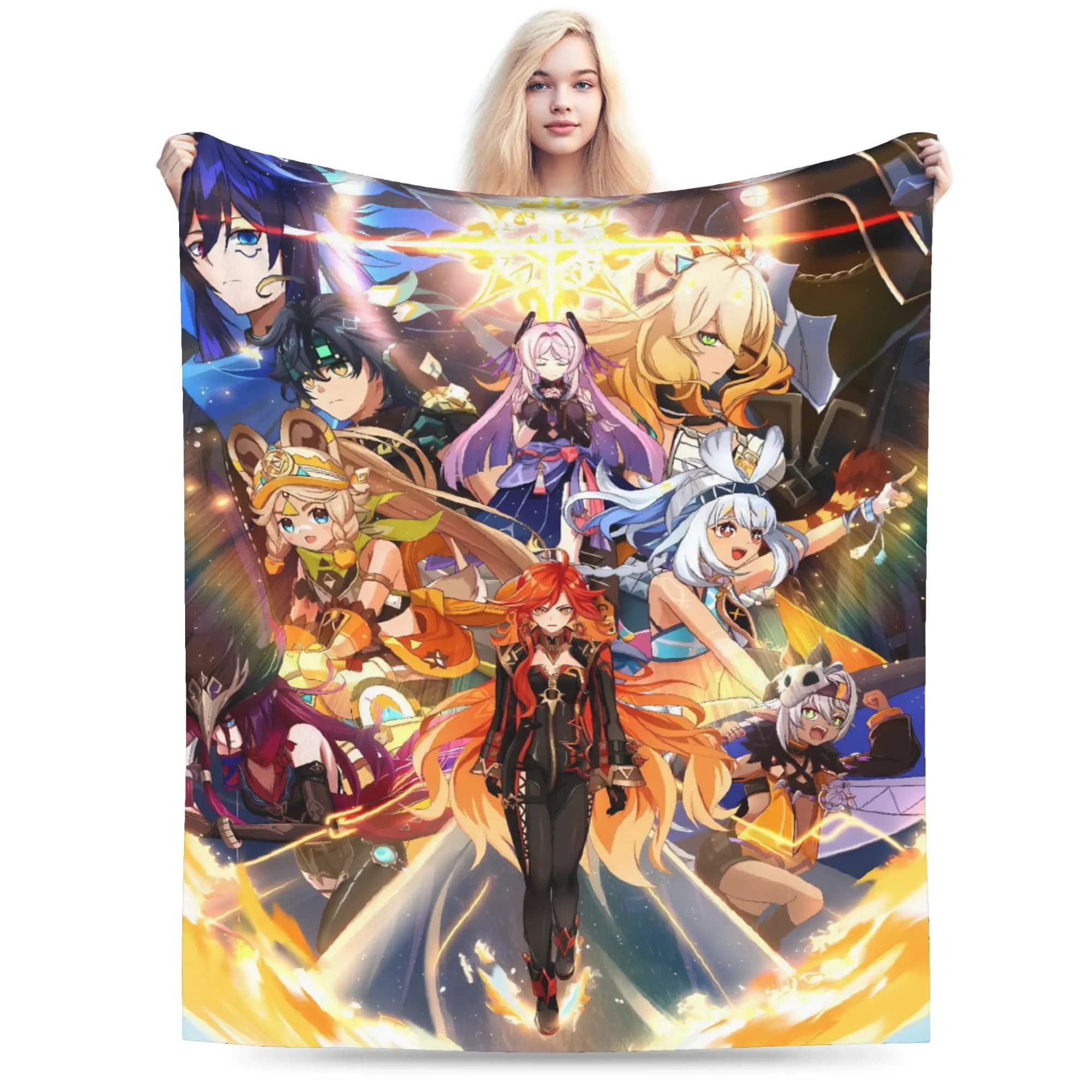 Mavuika Genshin Impact Cartoon Game Blankets Flannel Throw Blanket For Couch Chair Sofa Bed Soft Warm Bedspread Gift Idea