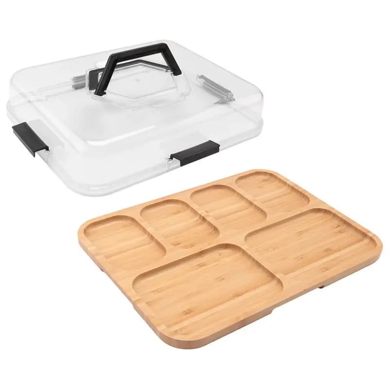 ABKS-Cheese Board Charcuterie Box With Clear Lid, Travel Portable Cutting Boards For Kitchen For HOME Gift Set
