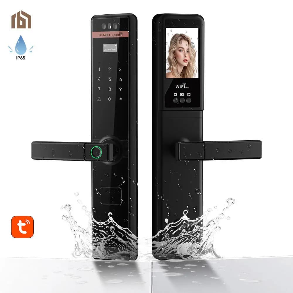 Serratura smart WiFi Tuya 6068 impermeabile con riconoscimento facciale, blocco automatico, video citofono, sblocco remoto e resistente alle intemperie