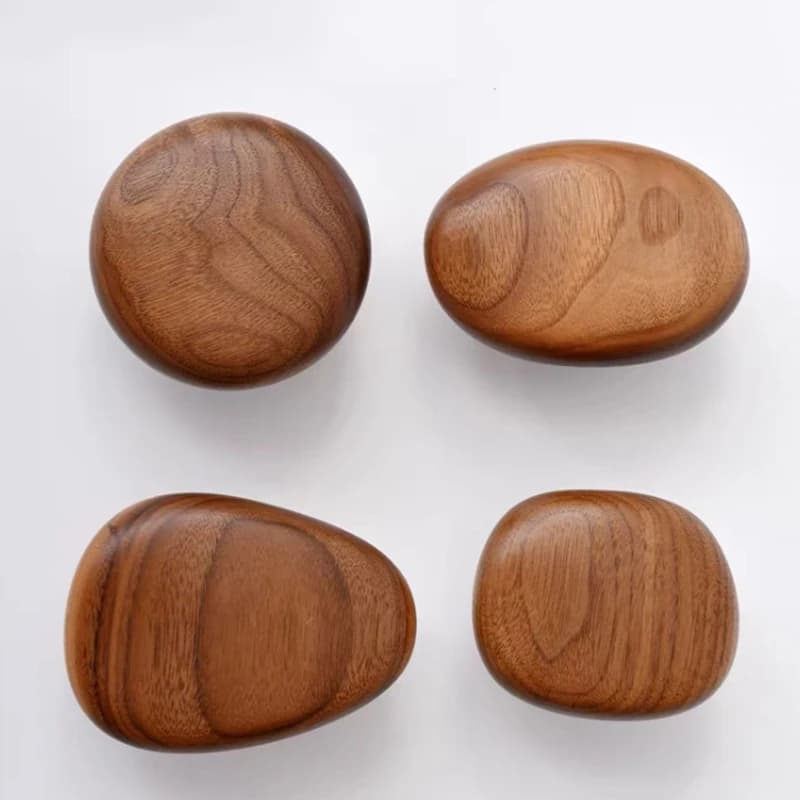 Maniglia per cassetto per porta dell'armadio a forma di ciottolo in legno creativo nordico Maniglie per cassetti per guardaroba in noce nera Maniglie per mobili Nuovo