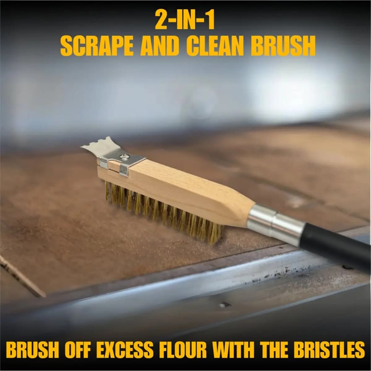 TOP!Pizza Oven Brush Copper Stove Brush Bristle Wood Long Handle Grill Cleaning Oven Brush for Small Oven Kitchen Tool