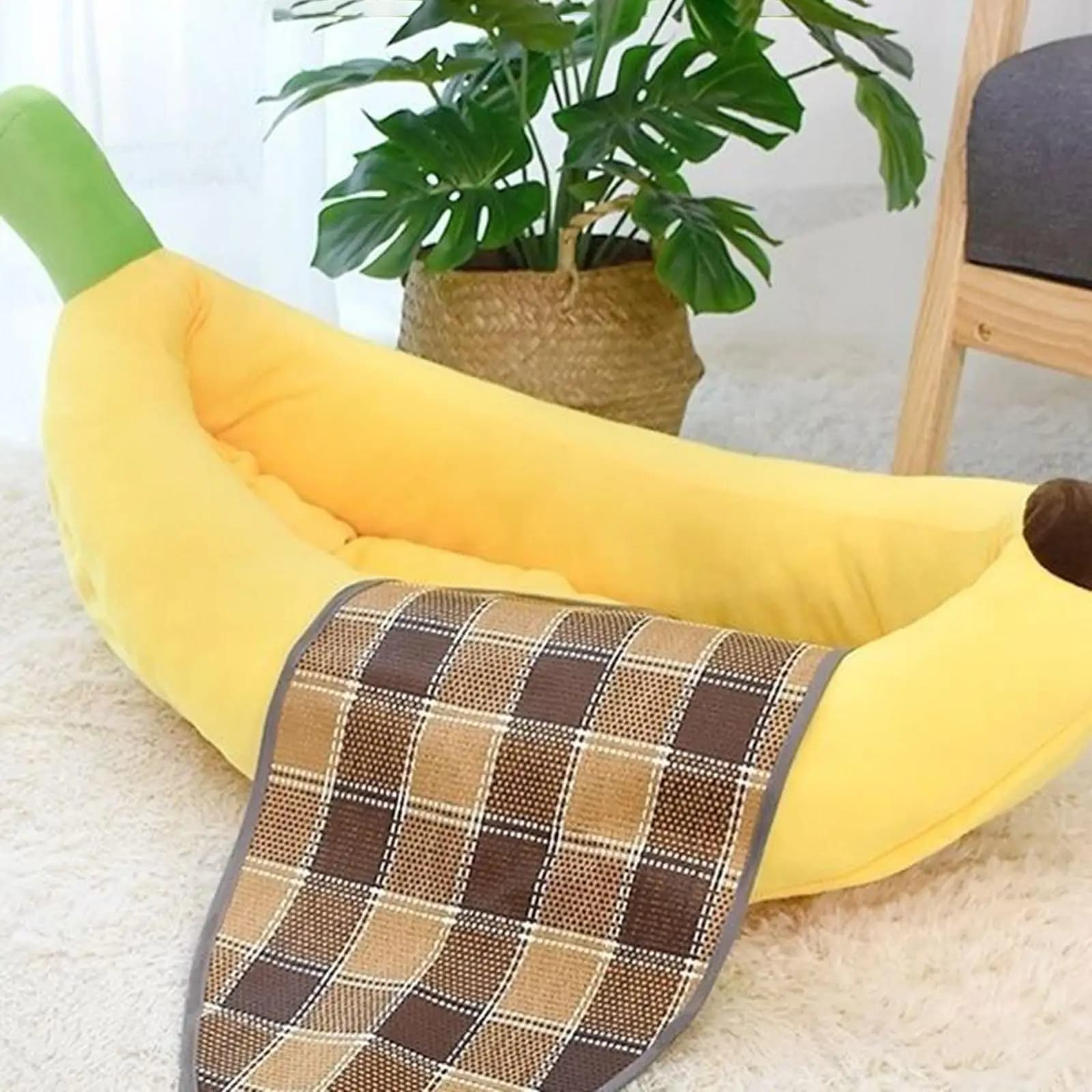 Cuccia per Cani e Gatti a Tema Banana, per Tutte le Stagioni, Accogliente e Lavabile, Traspirante e Confortevole, Divano per Gatti