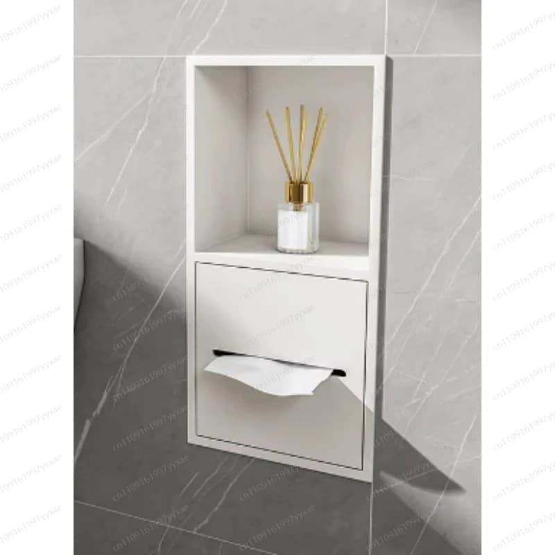 Mobiletto da Bagno Incassato in Acciaio Inossidabile - Nicchia a Muro Porta Carta Igienica e Organizzatore