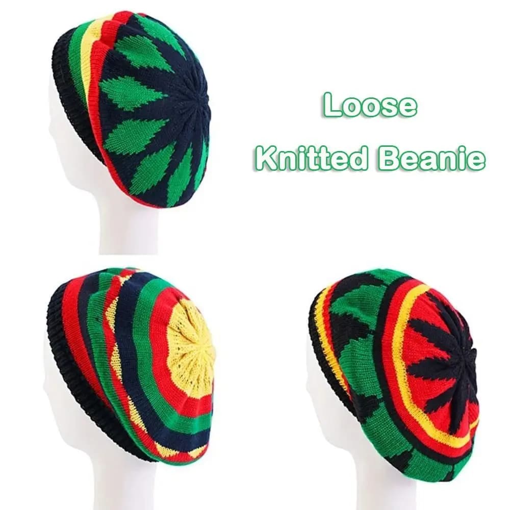 New Jamaican Reggae Loose Knitted Beanie Warm Wool Knitted Beret Cap Soft Skullcap Beanies Cap