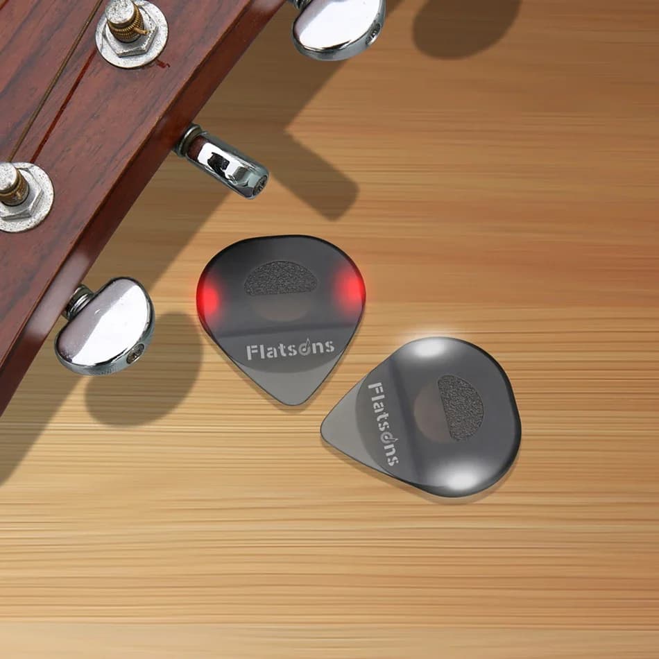 Flatsons FP-03L Set di 2 Plettri Luminosi a LED per Chitarra Acustica ed Elettrica, Plettri Luminosi da Palco, Regalo per Chitarristi