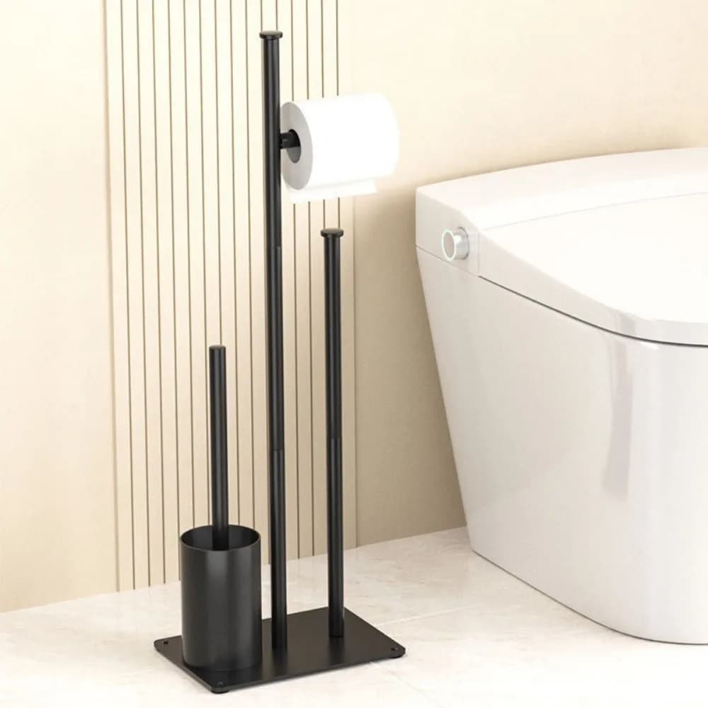 With Tray Floor Standing Toilet Paper Holder Removable Stainless Steel Bathroom Storage Rack Space Saving Rustproof